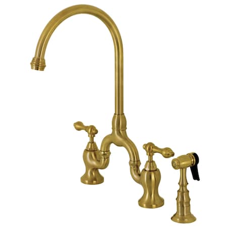 Kingston Brass KS7797ALBS Bridge Kitchen Faucet with Brass Sprayer, Brushed Brass KS7797ALBS